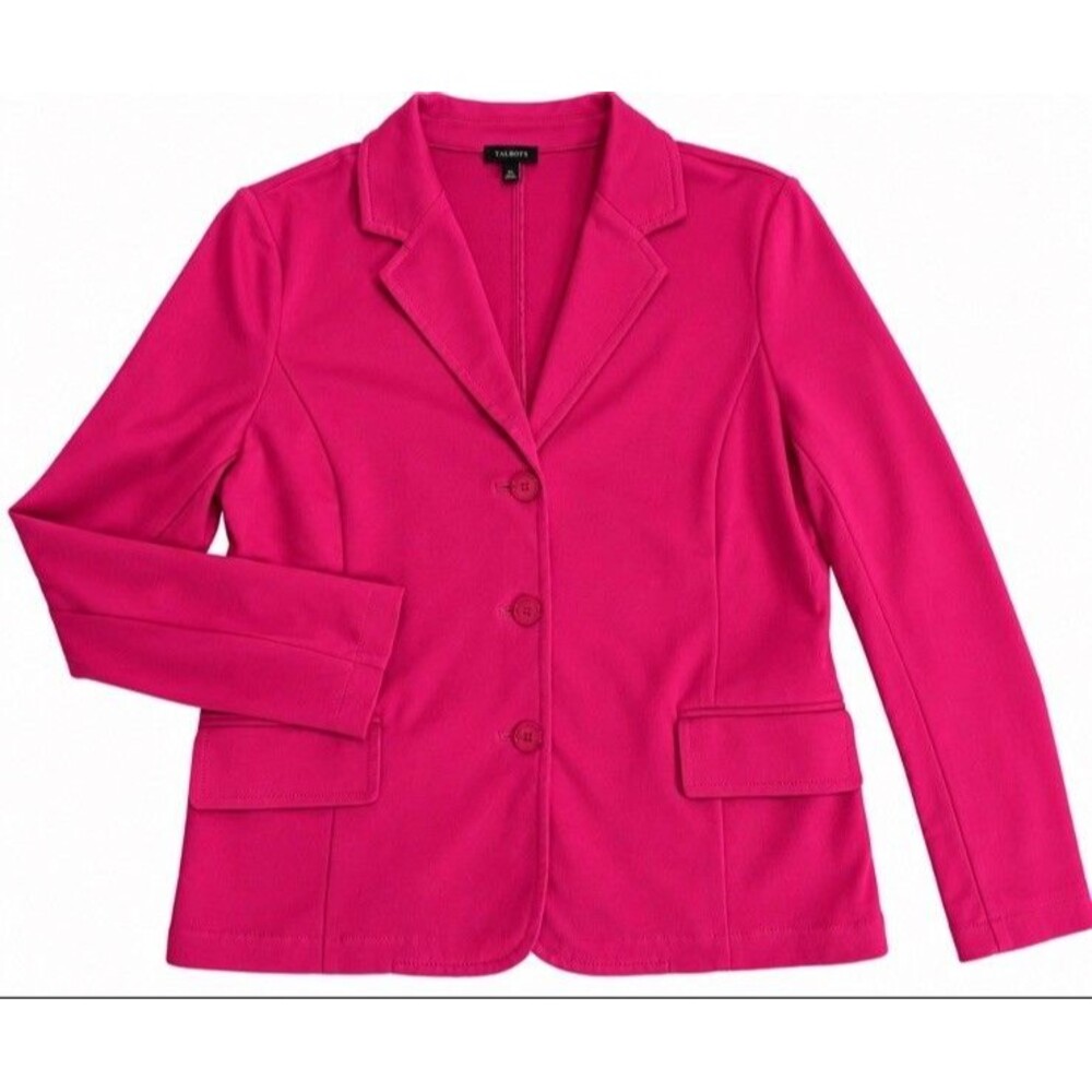 Talbots Women’s XL Fuchsia Pink Blazer Jacket Cotton Stretch Barbiecore Career